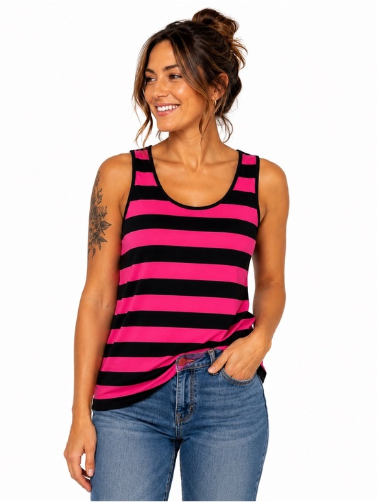 Michael Kors Tops - NWT Michael Kors Black & Pink Striped Tank Top